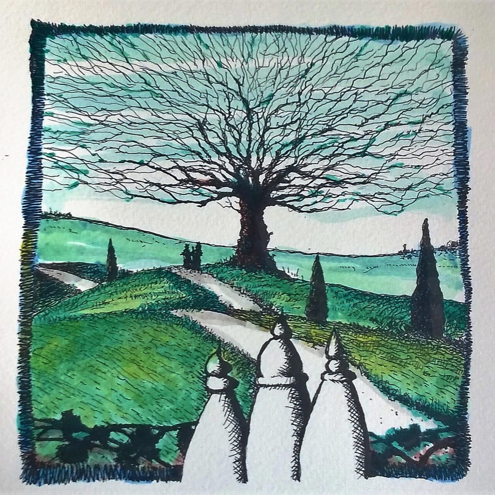 La route du pèlerin au printemps
